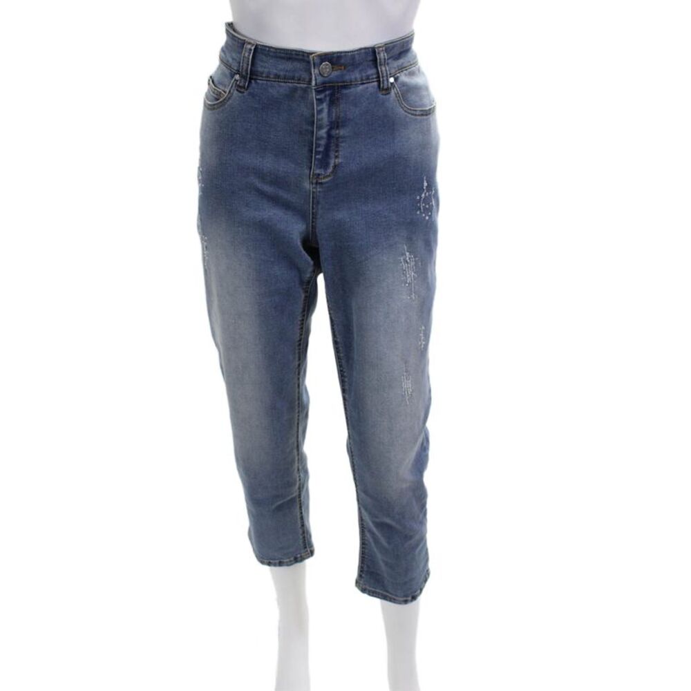 Renuar Women Cropped Mom High Rise Blue Jeans Size 8
